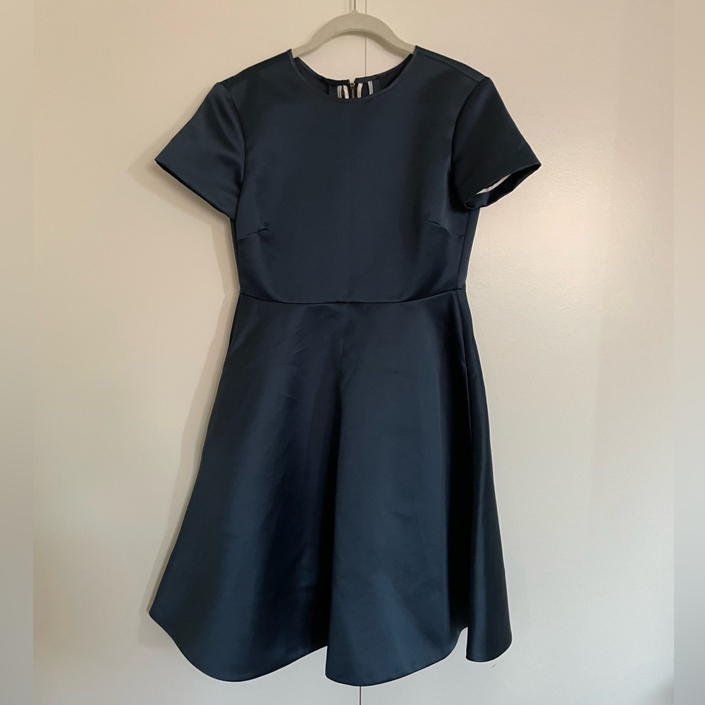 Rochas Navy Blue Fit & Flare Designer Dress Size Italian 40